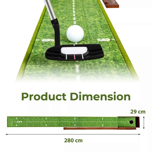 Indoor Golf Putting Mat with Putter & 5 Balls, Auto Ball Return Set, Velvet Matt for Home, Office, Backyard, Golf Gift