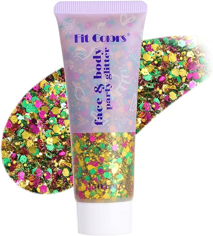 LYNEMOGA Golden Green Face Body Glitter Stick, Carnival Hair Glitter Stick for Women, Shiny and Long-wear Sequins Glitter ...
