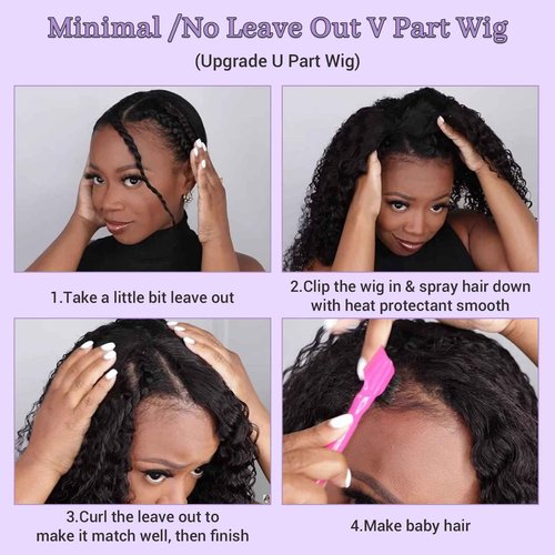 DSEKCAIN Body Wave V Part Wig Human Hair Glueless Clip In 100% Real Human Hair V-part Wigs No Glue No Sew In Upgrade U Part Wig For Beginners Friendly 200% Density 16 Inch