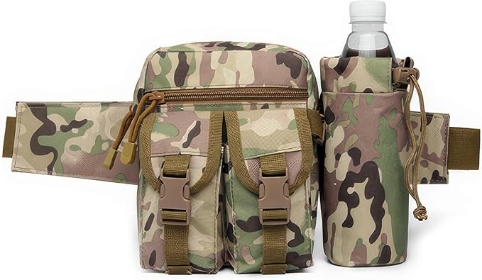 Piscorush Tactical Waist Pack with Water Bottle Holder Versatile and Waterproof Military Fanny Pack Utility Belt for Outdo...