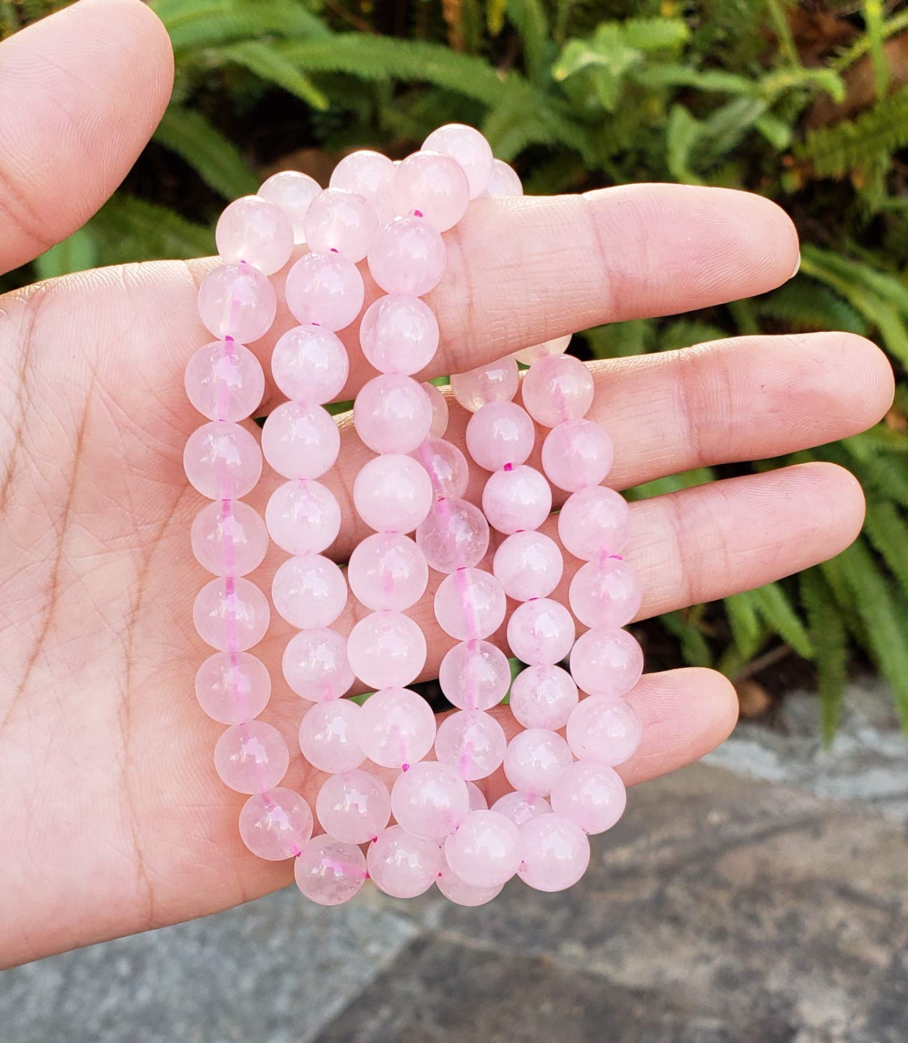 Adabele Real Natural Pink Rose Quartz Gemstone Beaded Bracelet 8 inch Stretch Chakra Healing Crystal Stone Jewelry Women Mom Gif