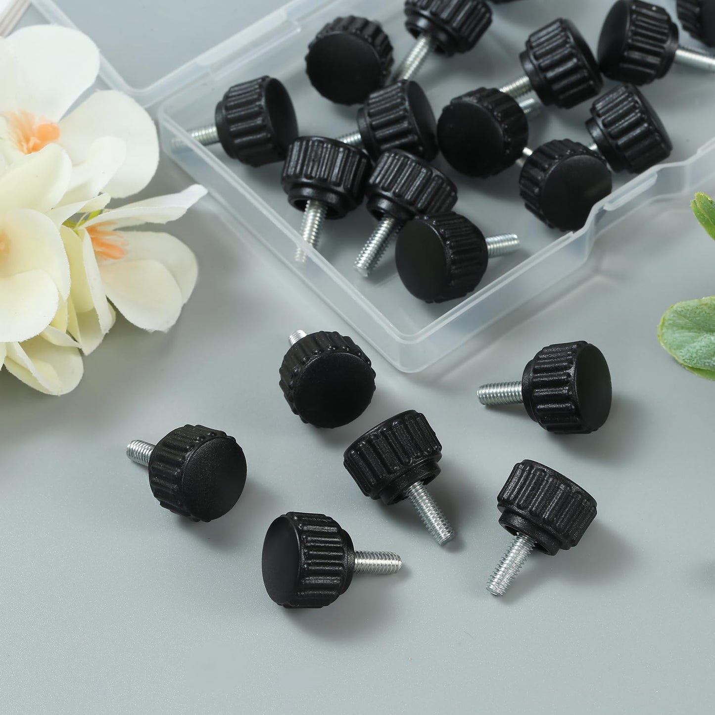 Vesslam 20 Pcs M4 x 10 mm Threaded Knurled Thumbscrew, Monitor Screws Vesa Mount Screws Carbon Steel Clamping Knobs Grip Thumb Screw Mounting Thumb Screw