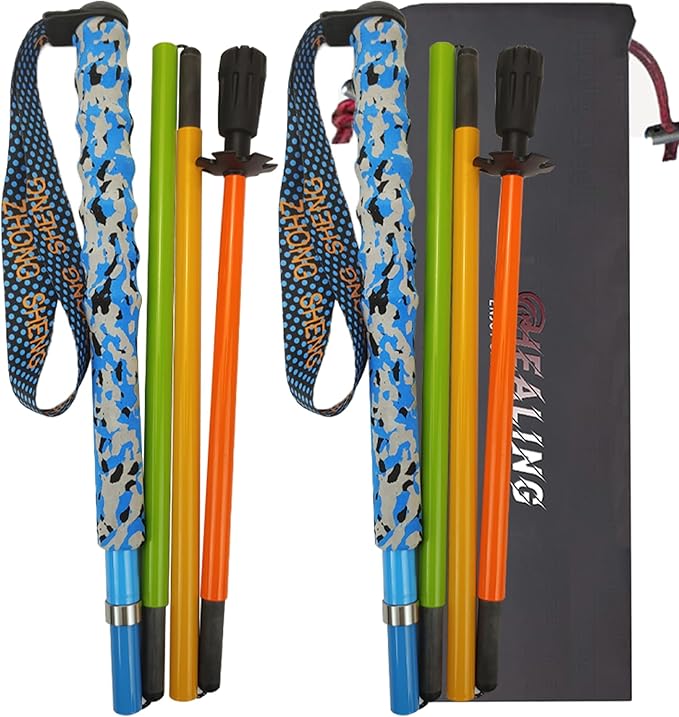 OKHEALING Trekking Poles Ultralight Carbon Fiber Folding Trekking Poles Set of 2, Hiking Poles with Moisture Wicking Handl...