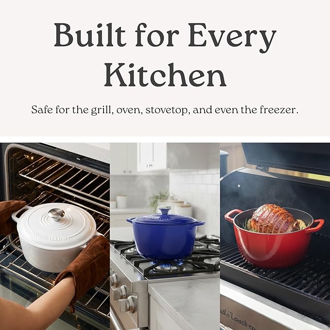 Signature Enameled Cast Iron Dutch Oven, Non-Stick Serving Pot with Tight Fitting Lid for Perfect Roasting, Baking, Sauteing, and Bread Making | 5.5Q (5.2L) - Sage