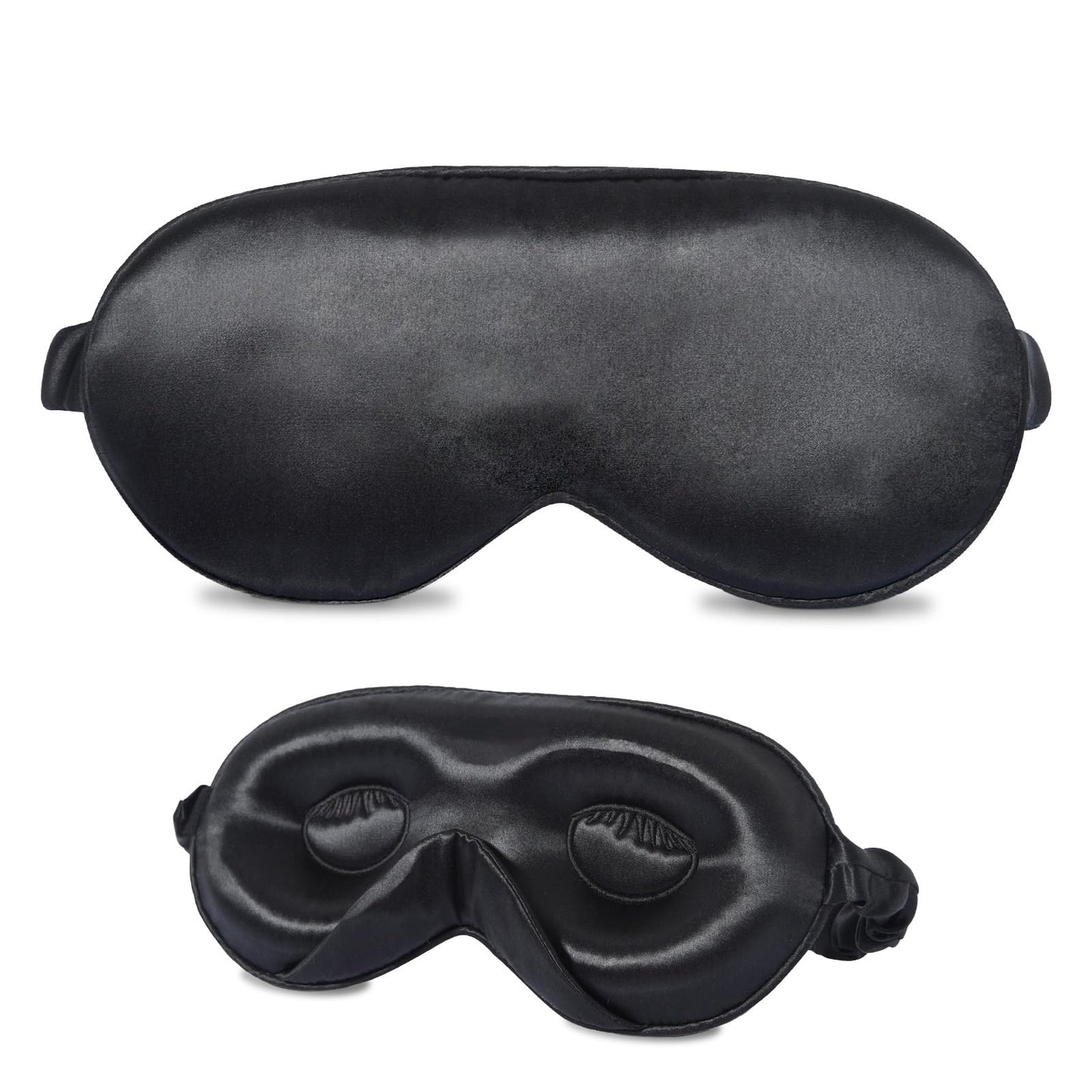 ZIMASILK Adjustable 22 Momme 100% Mulberry Silk Sleep Mask, Upgraded 3D Contoured Cup Eye Mask for Sleeping, Super Soft & Breathable Blindfold, Blackout for Deep Sleeping (Black)