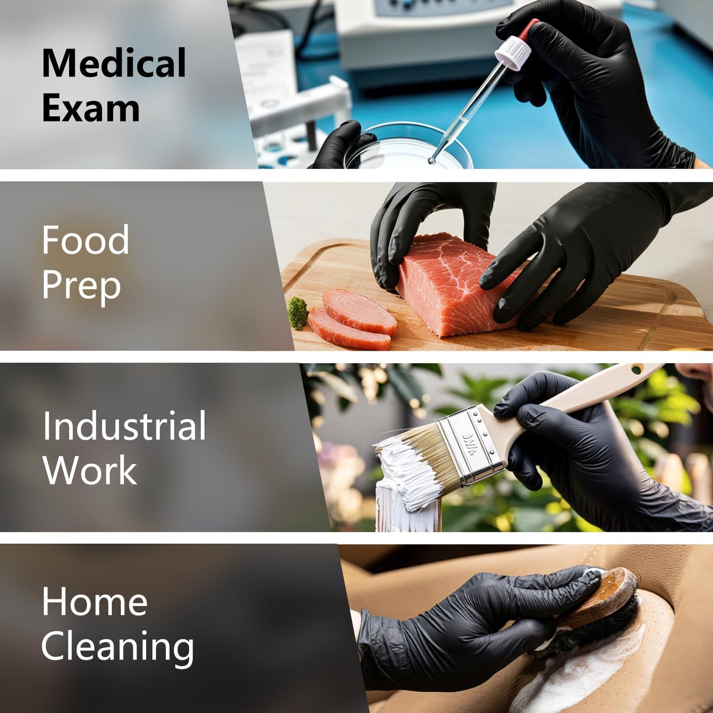 PROMEDIX P 6 Mil Nitrile Exam Gloves, Powder-Free Latex-Free Disposable, Black 100 Count Medical Grade Food Safe for Medical, Dental, Cleaning & Food Prep (Large)