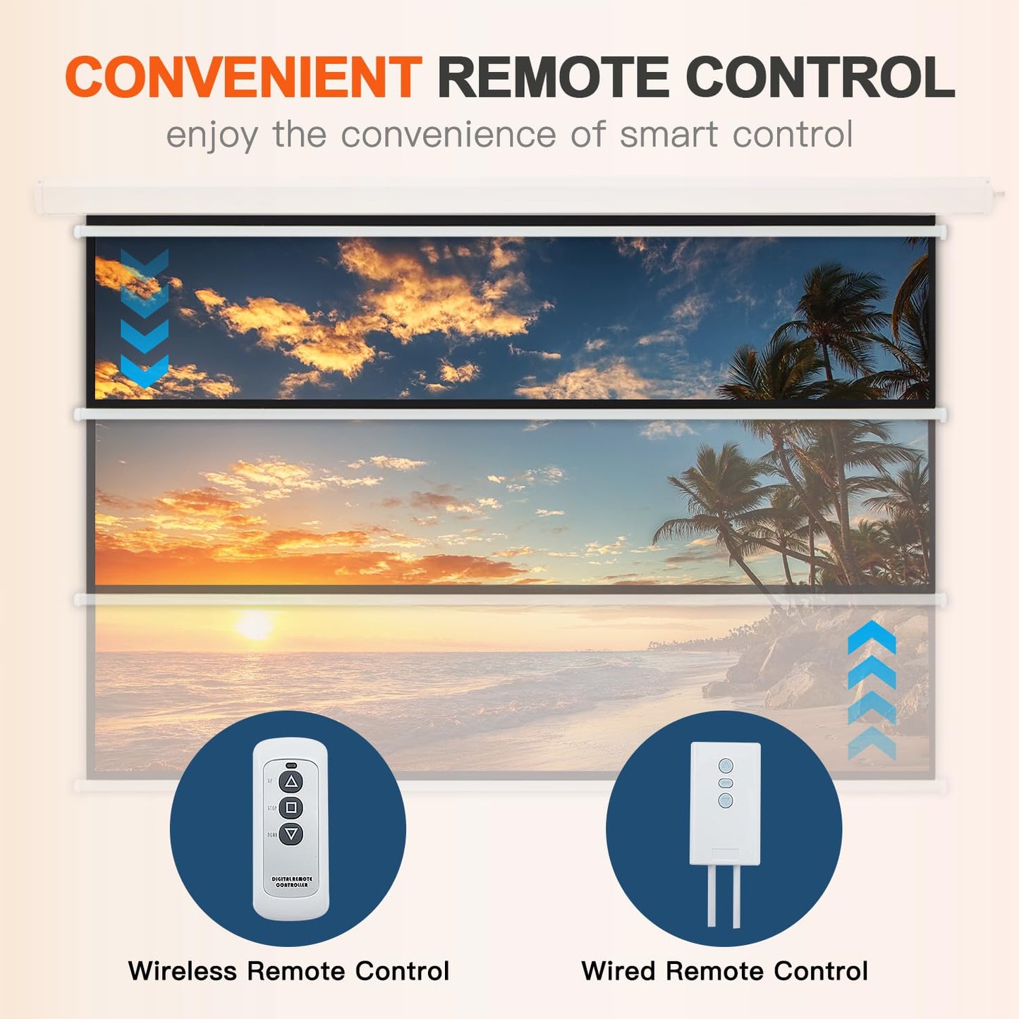 YODOLLA 84inch Motorized Projection Screen, 16:9 4K 3D HD Electric Projector Screen, Wall/Ceiling Mounted White Projection Screen with Two Remote Controls for Indoor & Outdoor Use