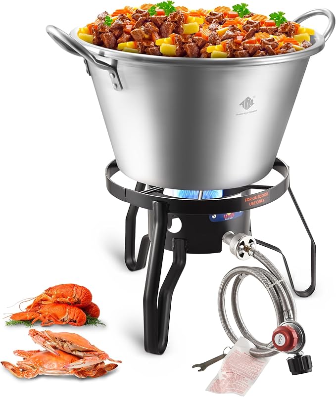 ARC 41QT Outdoor Wok and Propane Stove Outdoor Cooker Set, 21" Heavy Duty Mexican Cazo Para Carnitas, Great for Carnitas B...
