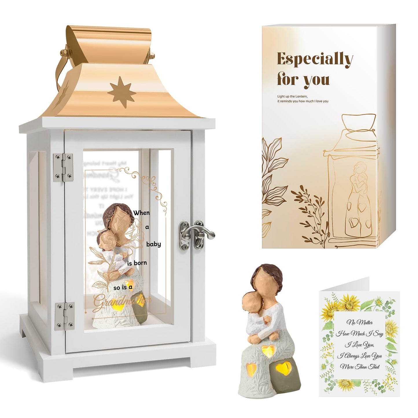 Homazing New Grandma Gifts First Time 2025, Mothers Day Birthday Grandmother Gifts, First Time Grandma Figurine Lantern