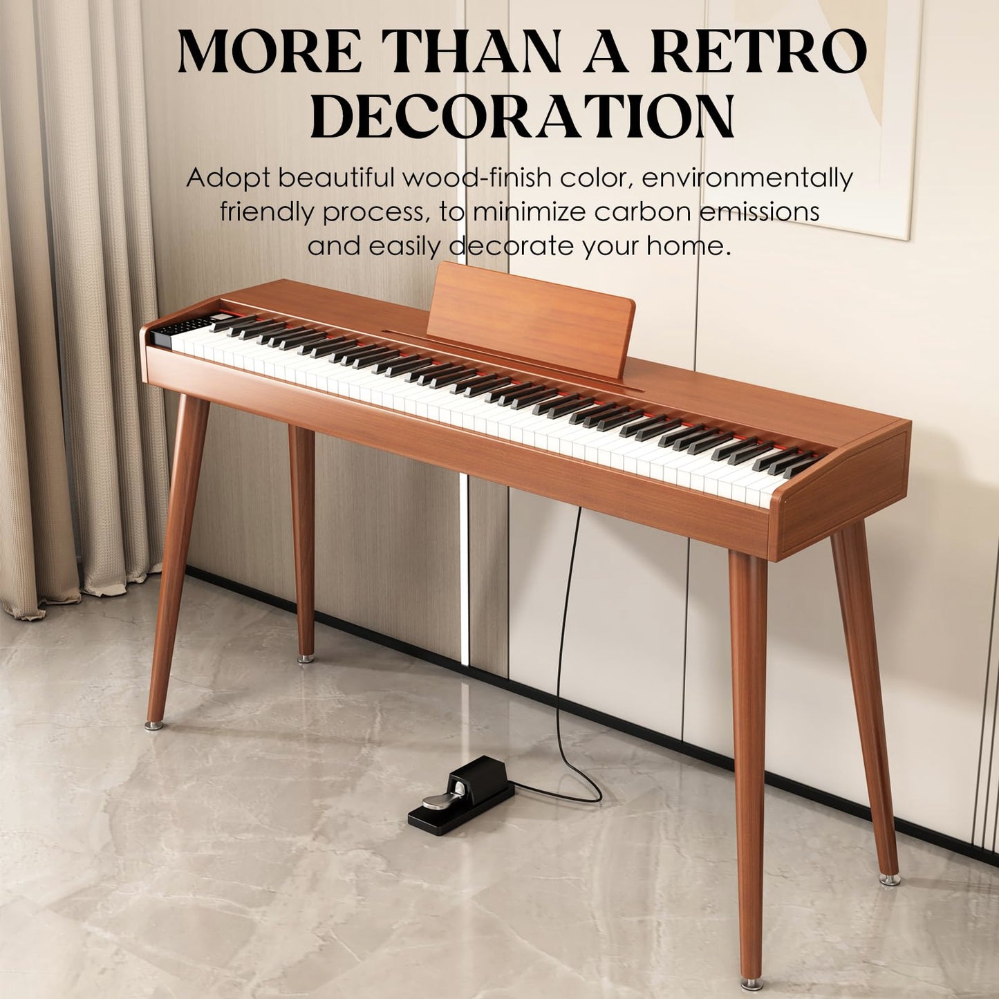 KUMENG digital Piano 88 Key Semi Weighted Keyboard,Full-size Electric Piano for Beginners,with Sheet Music Stand,Pedal,Power Adapter,Headphone Mode,USB-MIDI (KU-3506 Digital Piano with Stand)
