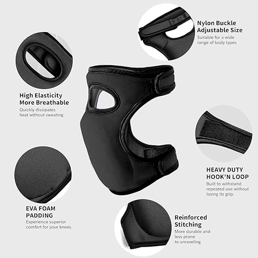 Knee Pads for Gardening - 1.5+1.5cm Dual-Layer Gel-Foam, Non-Slip, Waterproof & Breathable for Joint Support | Heavy Duty Kneeling Pads for Weeding, Floor Scrubbing, Tile Work (Black)