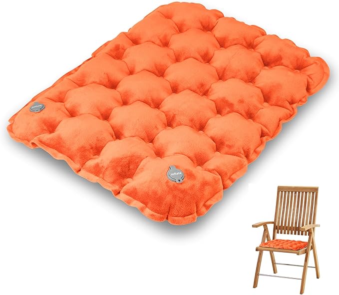 YEEKORO Inflatable Seat Cushion, Lightweight Camping Air Sitting Pad with Repair Cloths, Waterproof Air Seat Cushion, Portable Push-Press Seat Cushion for Airplane Travel Hiking Office Stadium Seat