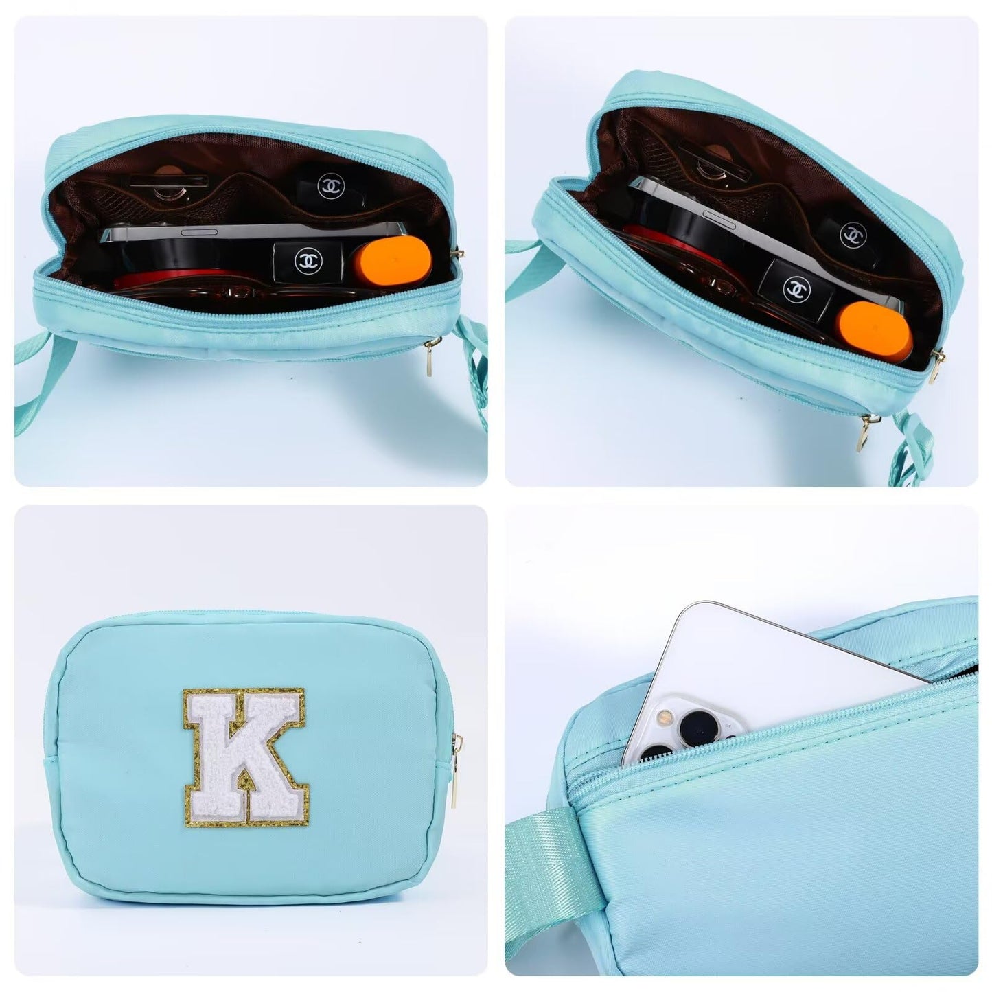 YOOLIFE Gifts for Girls Teen Girls Birthday Gifts - Personalized Gifts for Women, Gifts for Daughter Sister Friends, Blue Initial Crossbody Bag Belt Bag A