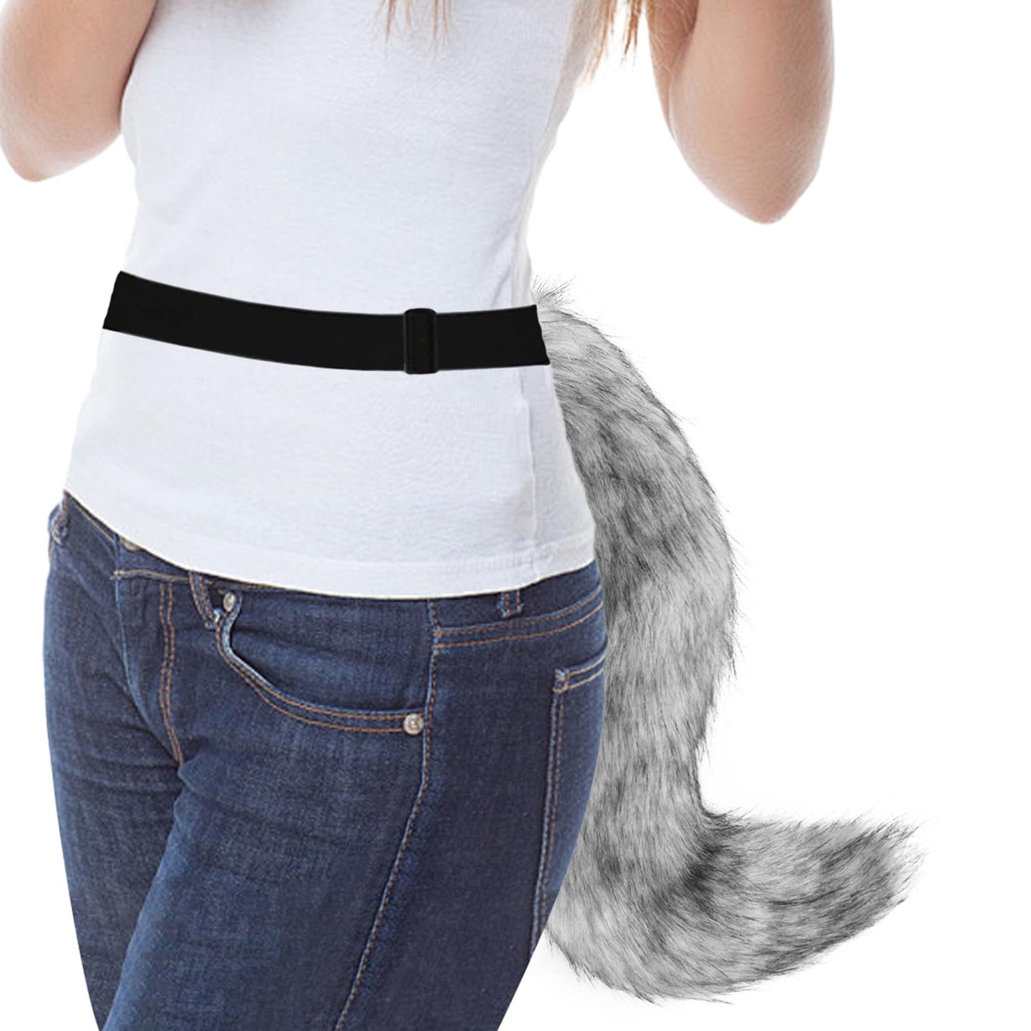 HAOAN Faux Fur Cat Masks Fox Tail and Paw Gloves Set Plush Halloween Parties Cosplay Costume Accessories