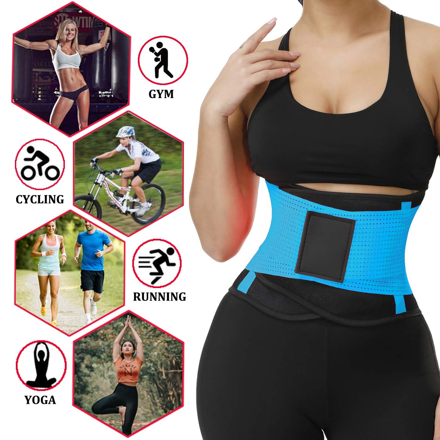 VENUZOR Waist Trainer Belt for Women - Waist Cincher Trimmer - Slimming Body Shaper Belt - Sport Girdle Belt (UP Graded)(Blue,XL)