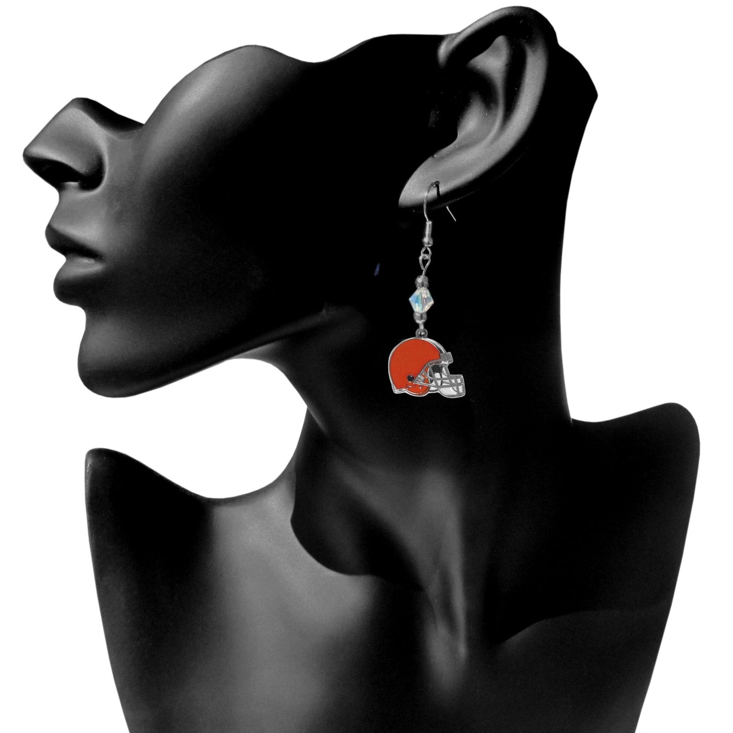 NFL Siskiyou Sports Womens Cleveland Browns Crystal Dangle Earrings One Size Team Color,white