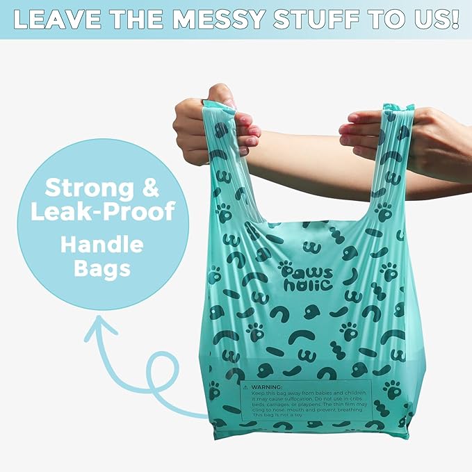 Cat Litter Disposal Bags and Dog Poop Bags with Handle, 180 Counts, Lavender Scented,Corn Starch Based Extra Thick and Guaranteed Leak Proof Poop bags for Kitty and Doggy