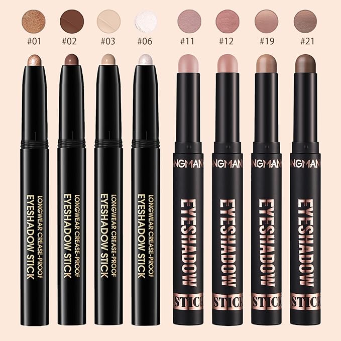 Matte Cream Eyeshadow Stick, Waterproof Eye Shadow Stick, Long-Lasting and Blendable High Pigmented Single Eyeliner Makeup for Women, 2 Pecan