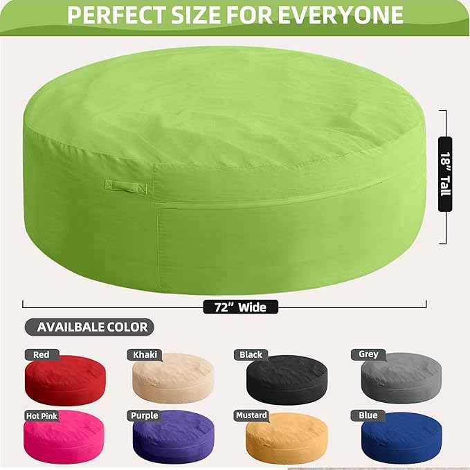 HABUTWAY XX-Large Bean Bag Chair: Giant 7' Memory Foam Furniture Bean Bag Chairs for Adults with Microfiber Cover 7Ft（Lime）