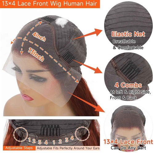 28 Inch Reddish Brown Lace Front Wigs Human Hair 13x4 HD Transparent Body Wave Lace Front Wigs Human Hair Pre Plucked Reddish Brown Wig Auburn Glueless Colored Frontal Wigs Human Hair