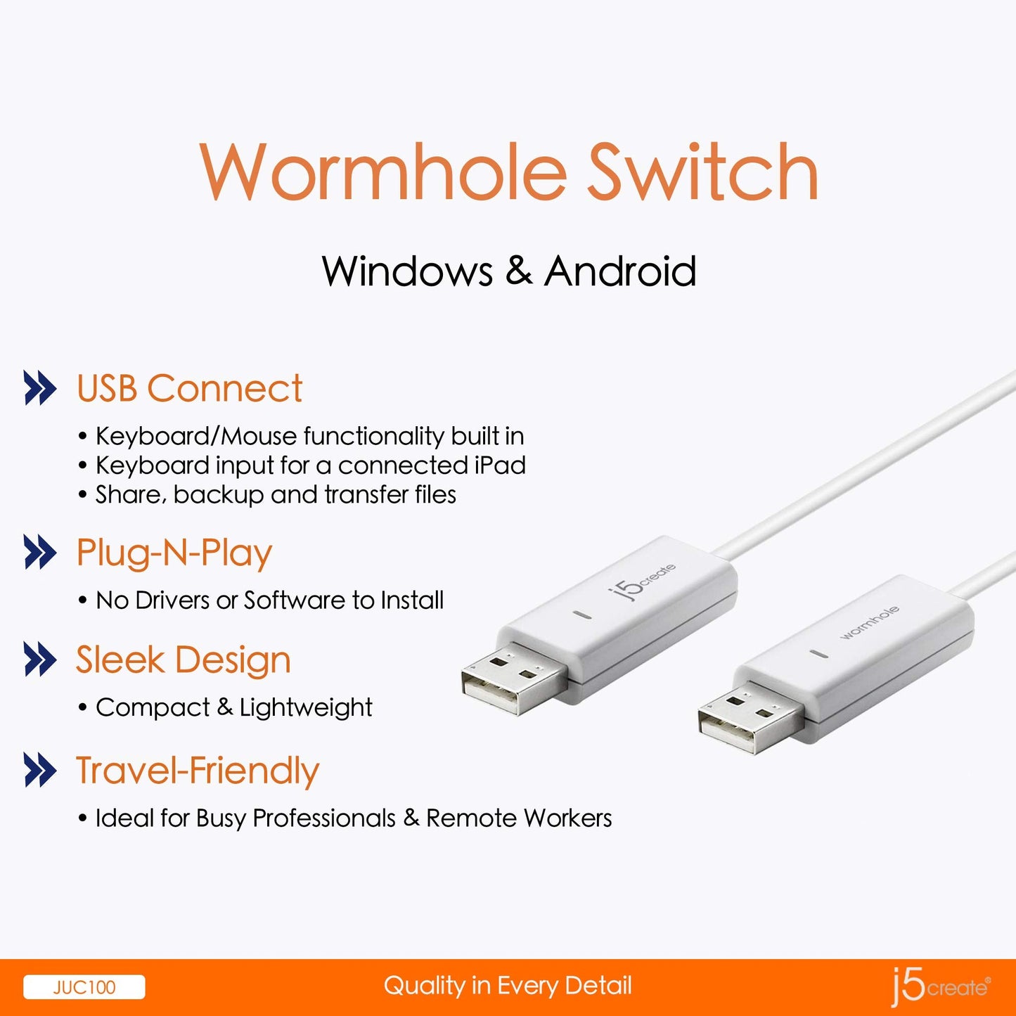 J5Create Juc100 Data, Keyboard, And Mouse Sharing/Transfer Usb Cable [ Wormhole Switch Windows To Windows ] Transfer Data Betwee
