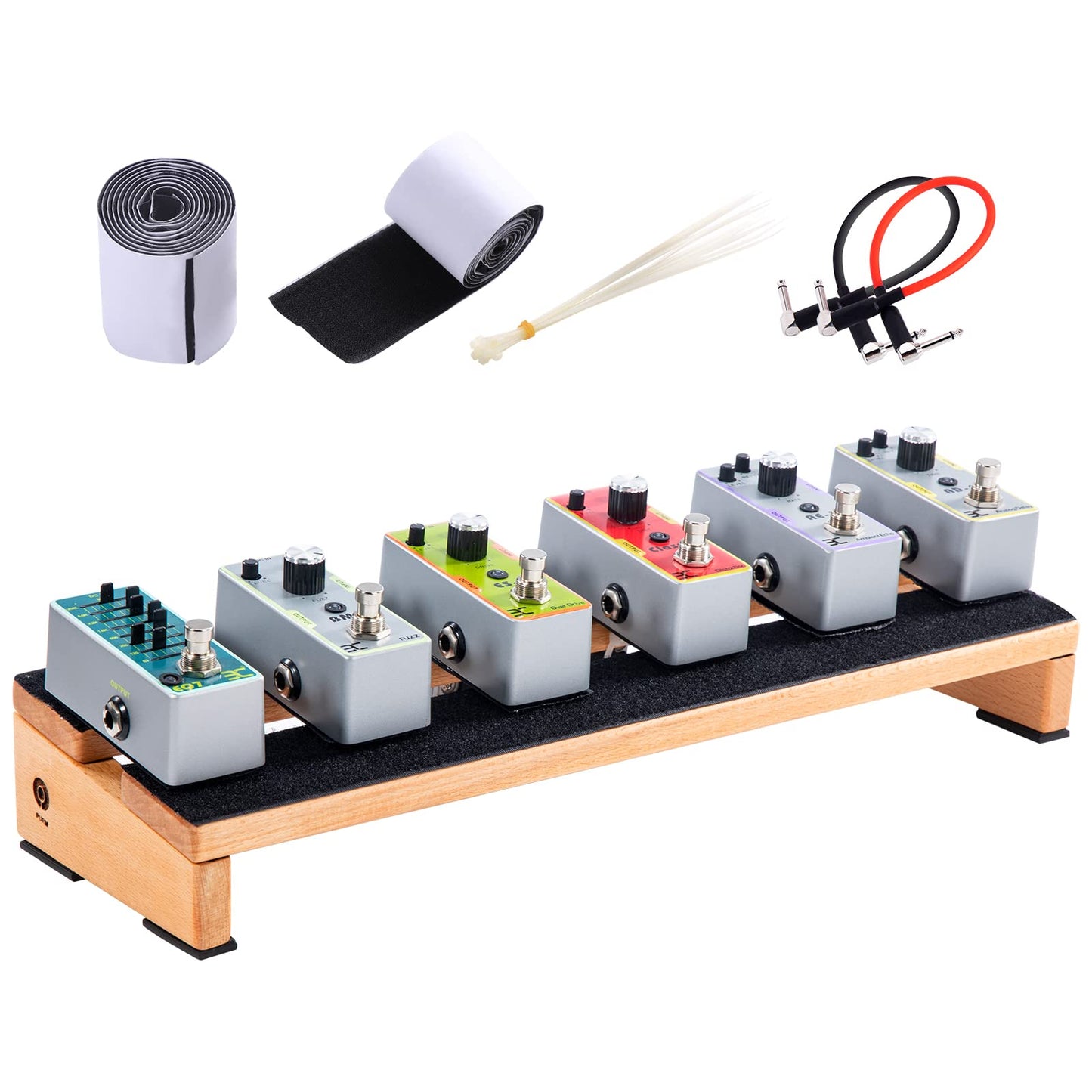 ENO MUSIC 15.7 Mini Wooden Guitar Effects Pedal Board Compact Small Pedalboard with Mountain Tape & Cable Tie with Room for a Po