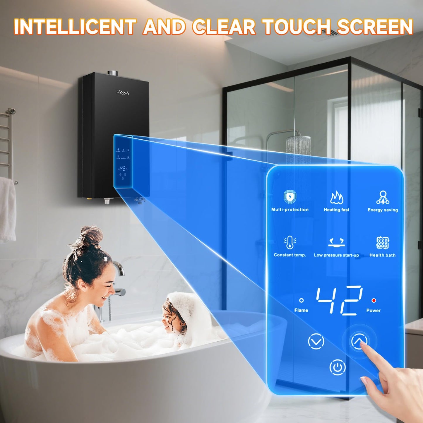 Natural Gas Tankless Water Heater, 4.74 GPM 18L Indoor,Constant propane water heater,Instant Hot Natural Gas Water Heater with Fahrenheit Digital Display,Multi-Protection