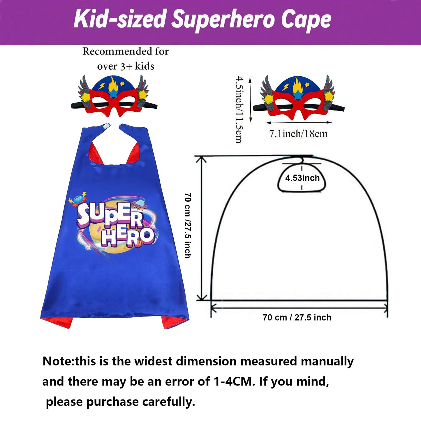 Shireake Baby Super Hero Capes Kids Halloween Party Superhero Costumes,Superhero Capes for kids with Mask Birthday Gifts
