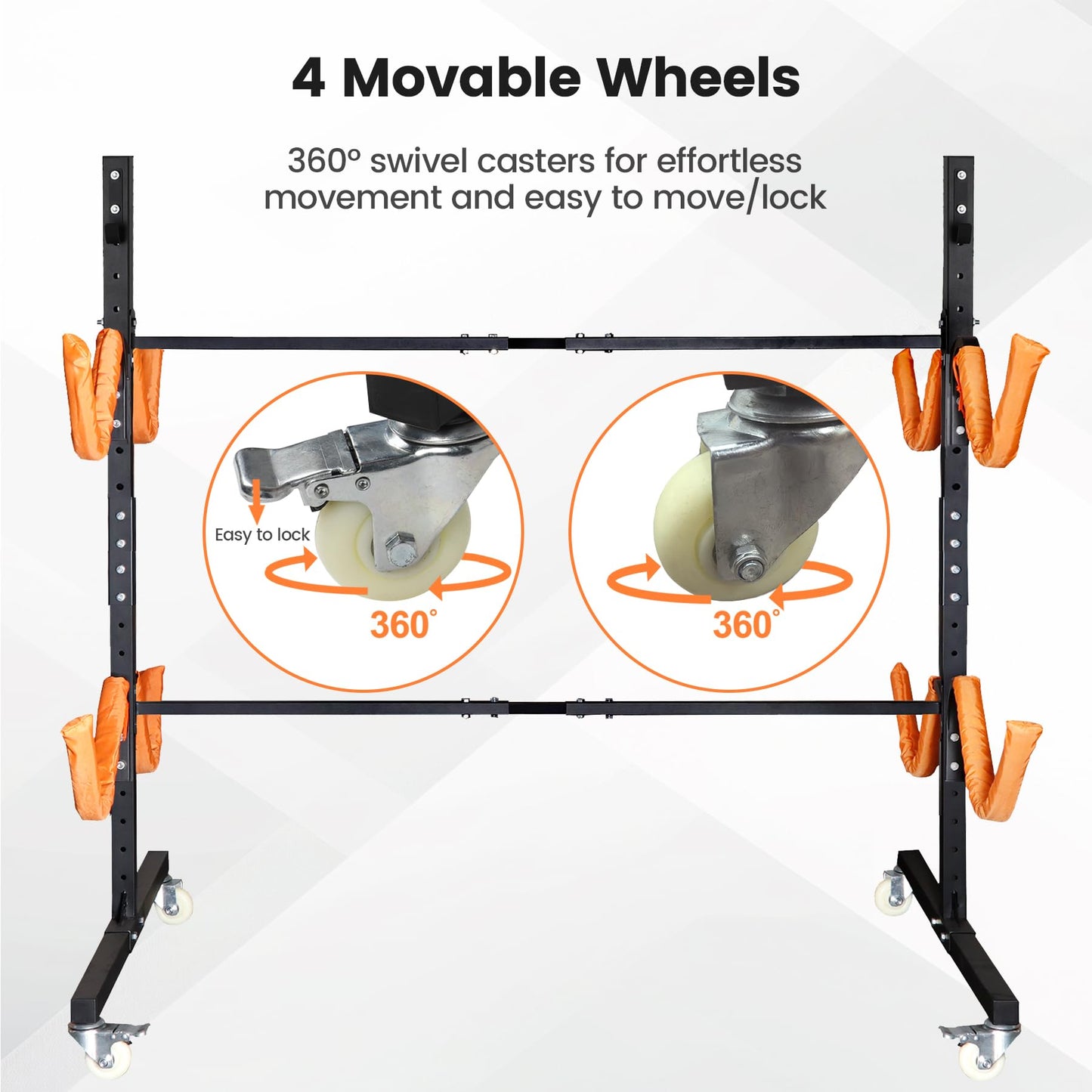 Neorexon Freestanding Kayak Storage Rack, Kayak Racks for Outdoor Storage 4 Kayak, Kayak Stand Heavy Duty Storage for Kayaks, Canoes, SUP and Surfboards
