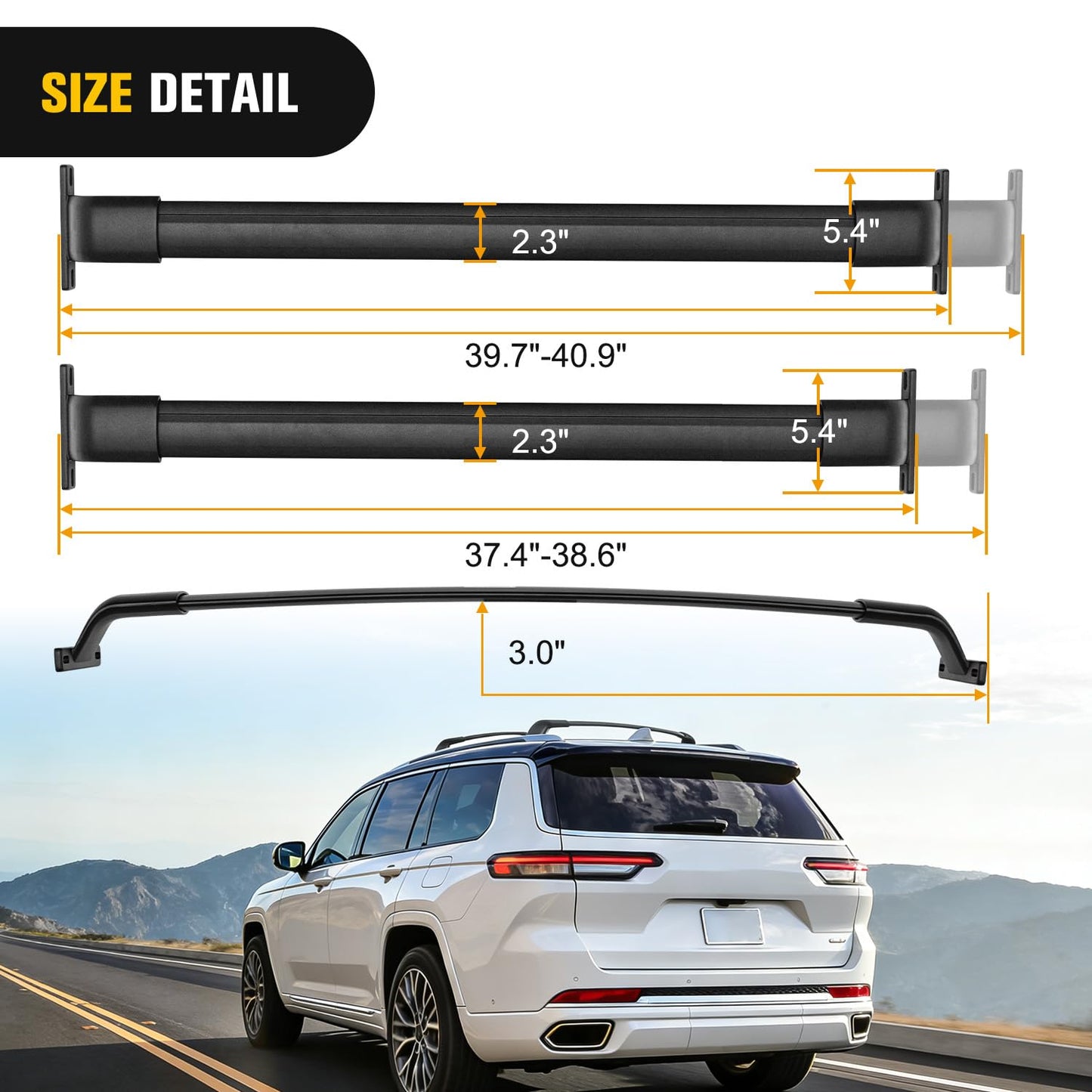 Nilight Roof Rack Cross Bars Fit for Jeep Grand Cherokee L 3-Row 2021-2026 & Grand Cherokee WL 2-Row 2022-2026 Aluminum Rails Crossbars with Adjustable Length for Rooftop Cargo Tent Carrier Kayak