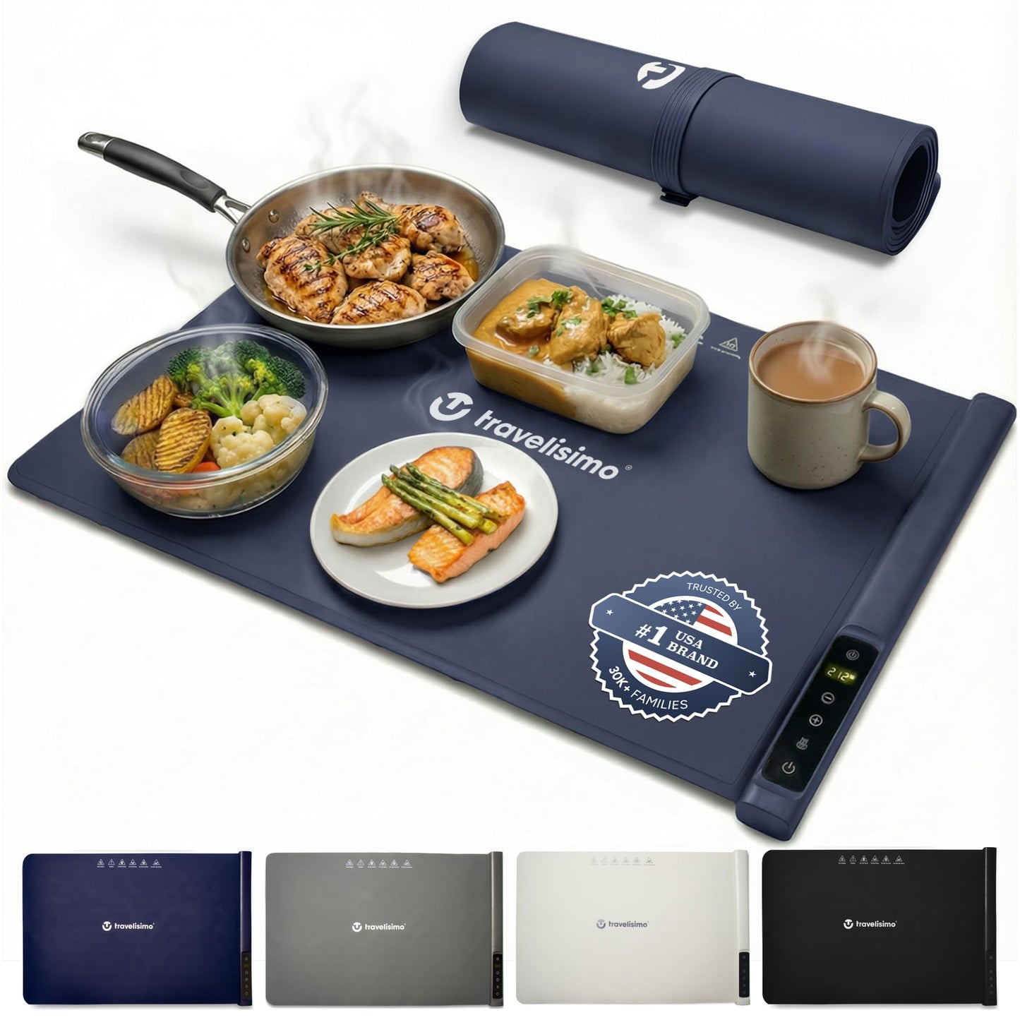 TRAVELISIMO Warming Mat for Food, 24x16in Warming Trays For Buffets Party & Family Dinners - Food Warming Mat keeps Meals Warm & ready to Serve, Electric Warming Tray With Elegant Design For any Table