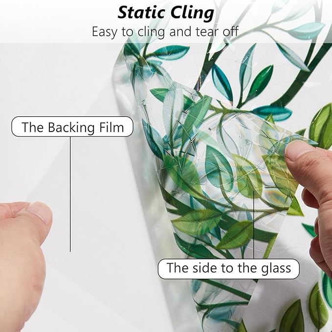 Finnez Window Privacy Film 3D Static Cling Window Film, No Glue Heat Control & 96% UV Blocking for Home Office, Decorative Frosted Glass Cover 17.5 Inch x 13.1 Feet
