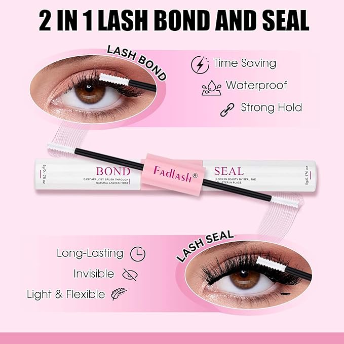 FADLASH Lash Extension Kit Lash Clusters Kit 10-18mm Eyelash Cluster Lashes with Lash Bond and Seal Lash Tweezers DIY at Home (KLS240+KLS253-07D-10-18 Kit)