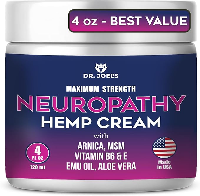 Dr. JOEL'S Neuropathy Nerve Relief Cream - Organic Neuropathy Support Cream for Feet, Hands, Legs and Toes - 4 OZ Value Pack- Made in USA