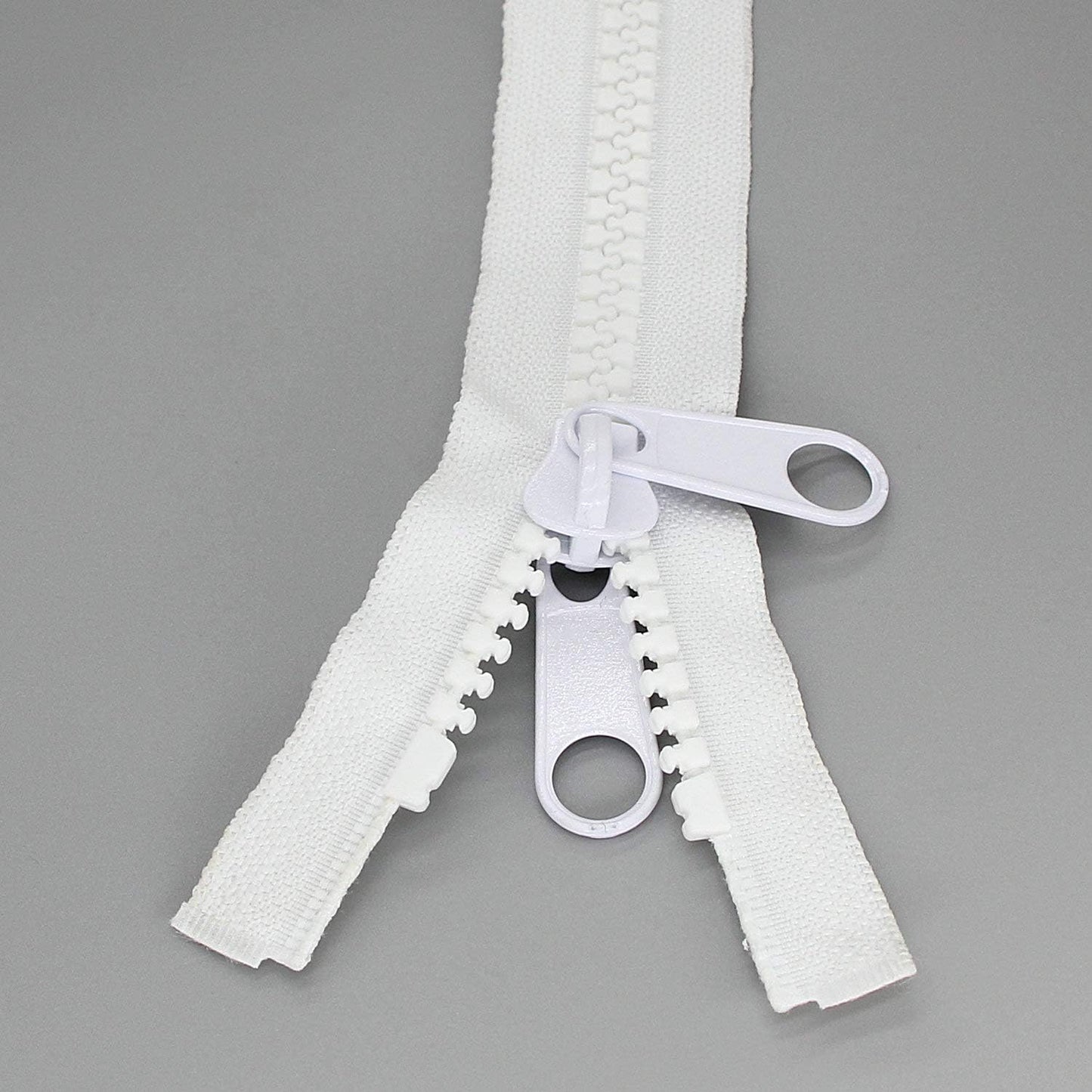 Leekayer 1PCS #10 96 Inch Heavy Duty Zipper for Sewing Separating Large Plastic Zippers White Tape with Double Pull Tab Slider, Sleeping Bag, Boat, Canvas, Cover, Trampoline, Dog Bed,Tent zipper 243cm
