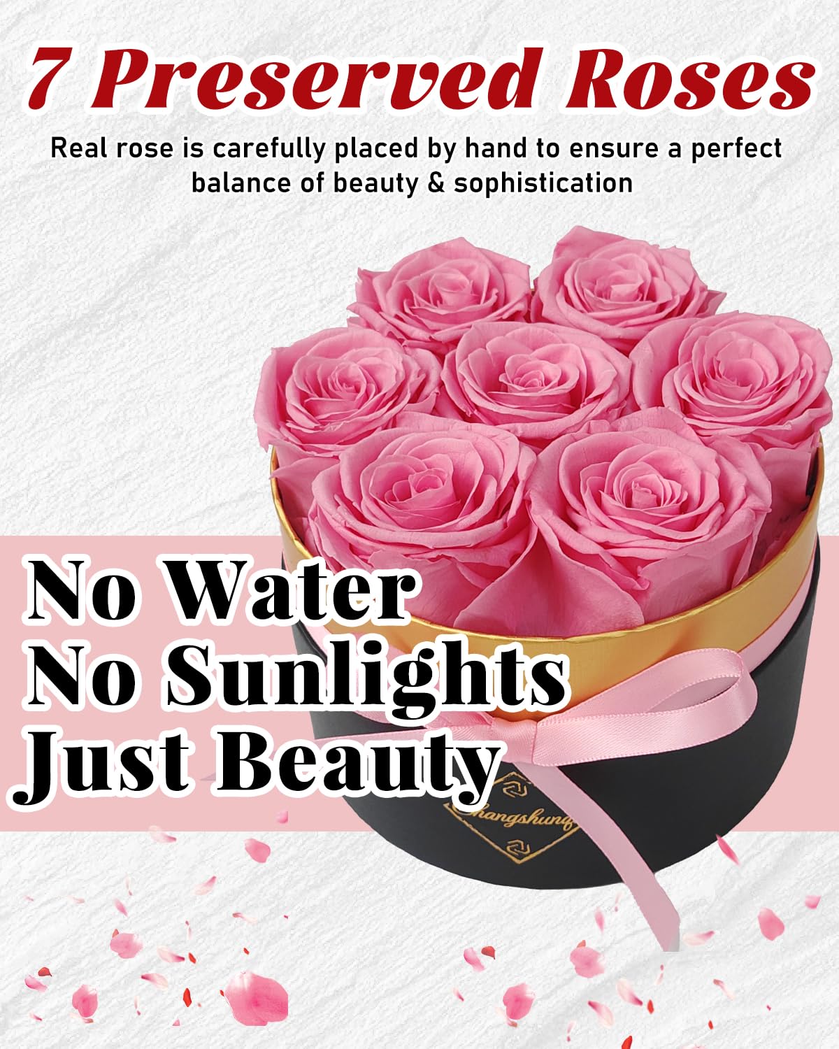 Changshunqi Preserved Roses in a Box, Forever Real Rose Preserved Flowers for Delivery, Eternal Rose Last 2-3 Years, Anniversary Birthday Roses Forever Gifts for Women Mothers, Wife, Her, Mom