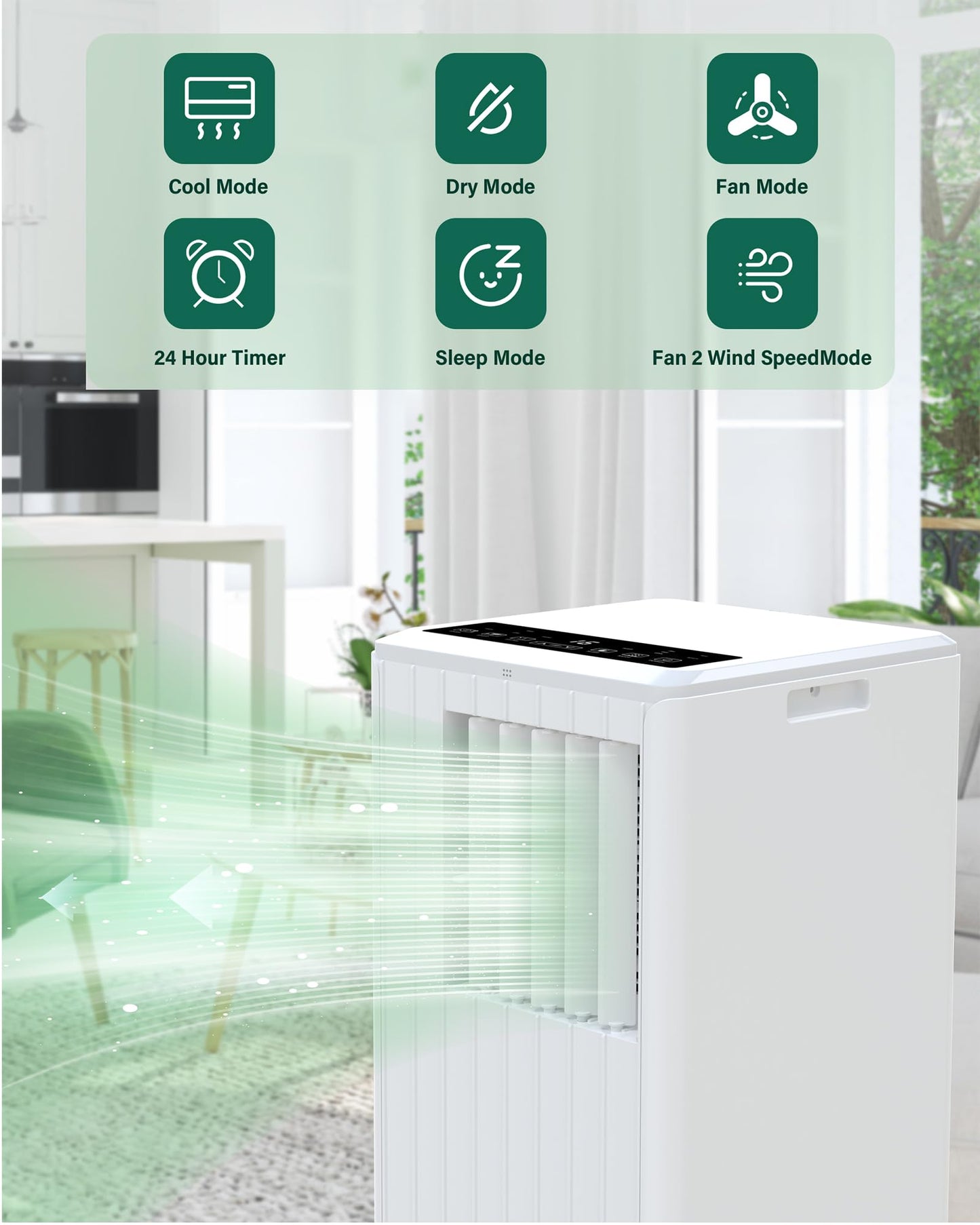 Portable Air Conditioner,8000 BTU Portable AC Unit up to 350 Sq,3 IN 1 with Remote Control,White