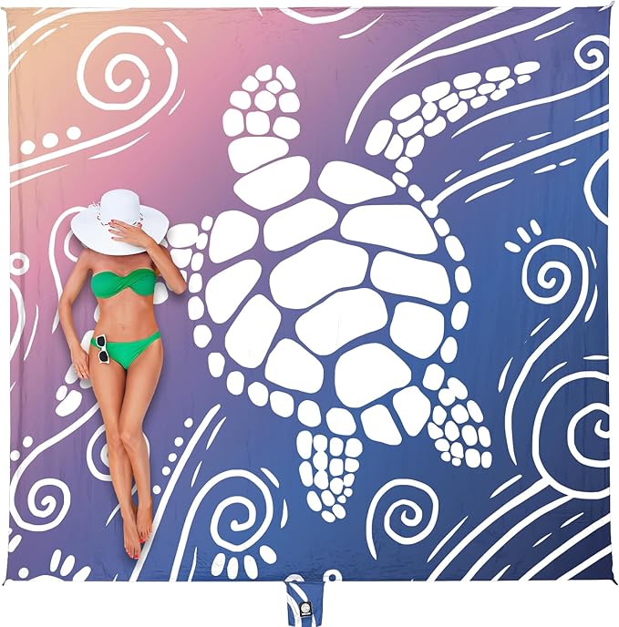 WEKAPO Beach Blanket Waterproof Sandproof Oversized Extra Large Sand Free Beach Mat with Stakes, Storage Bag - Essentials ...
