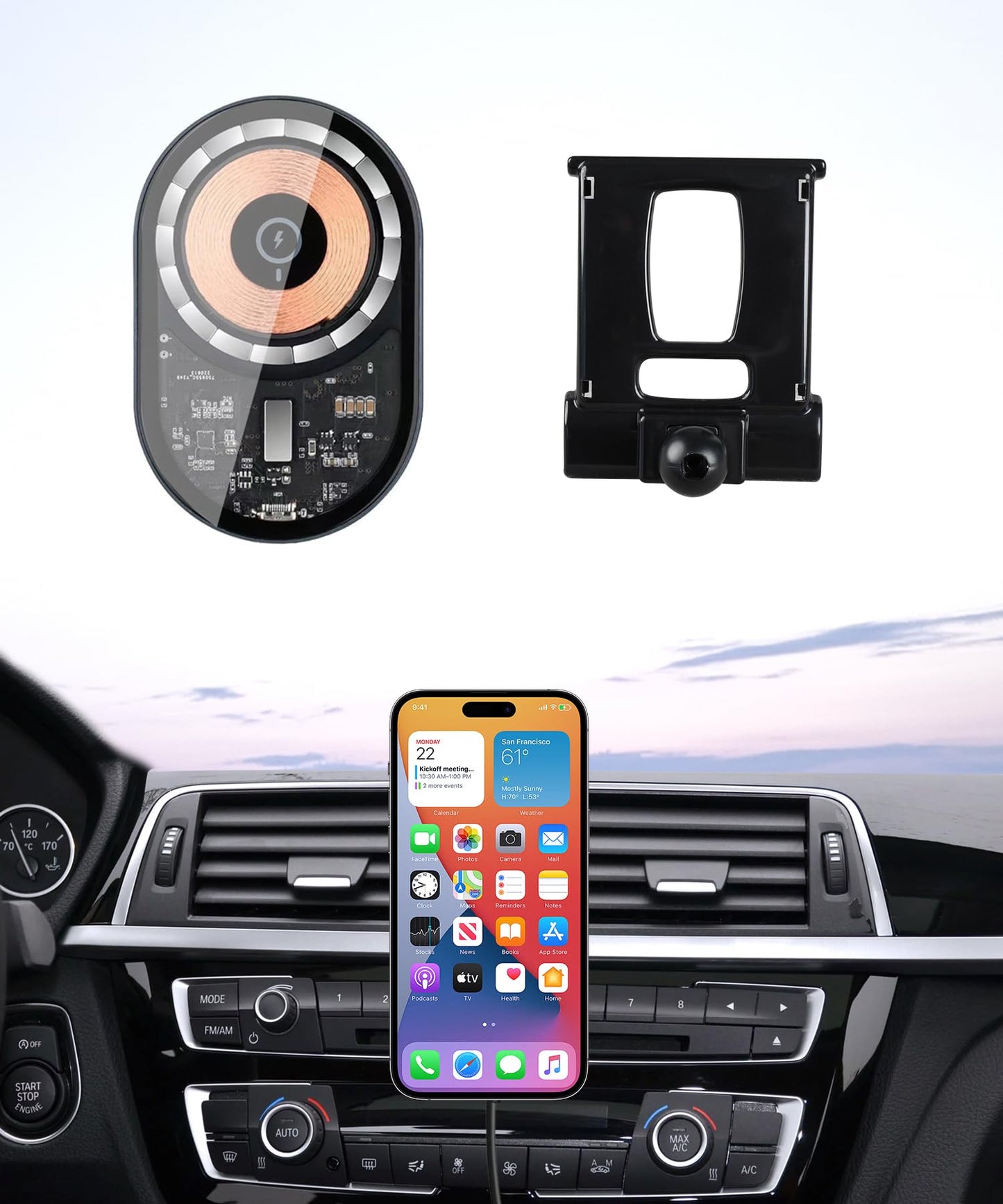 Masergogo Wireless Charging Car Phone Holder For 2012-2018 Bmw 3 Series /2014-2020 4 Series/2014-2021 2 Series Auto Accessories