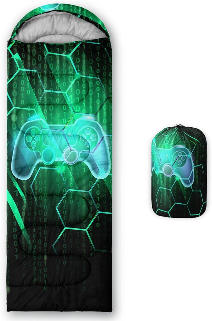 Axolotl Gamepad Sleeping Bag,3 Season Warm and Cool Weather Game Console Sleeping Bag for Boys Teens,Waterproof Lightweigh...