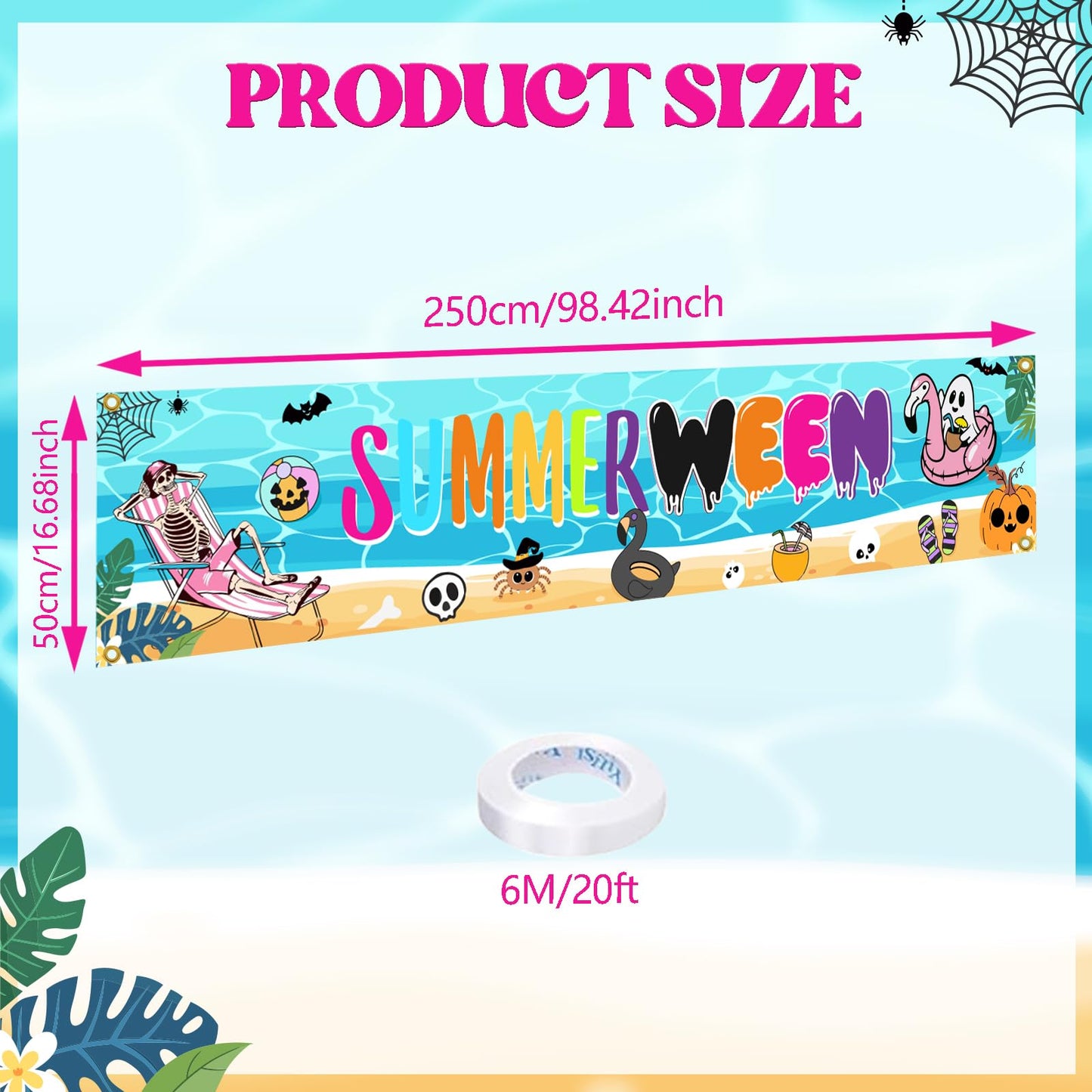 Summerween Banner - Summerween Party Decorations, Halloween In Summer Decor, Summer Halloween Party Decorations 8.2 * 1.6ft
