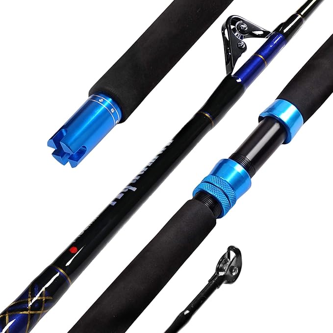 Fiblink 1-Piece Saltwater Offshore Trolling Rod Conventional Boat Rod Carbon Fishing Pole(6 Feet, 30-50 lb/50-80 lb/80-120...