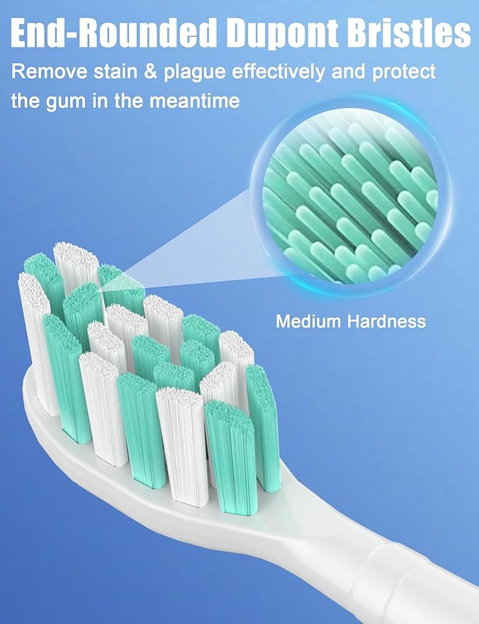 FutulkyUS Toothbrush Replacement Brush Heads for Philips Sonicare, Electric Sonic Tooth Refill Click-on Head 4100 Plaque Control, 4 Pack, White