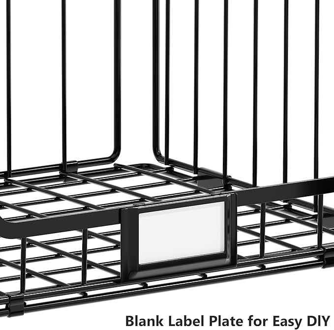 5-Tier Stackable Closet Organizers and Storage, Clothes Shelf Organizer, Foldable Wire Basket Bins, Sweater Storage for Closet and Pantry,11.8" D x 15.7" W, Black