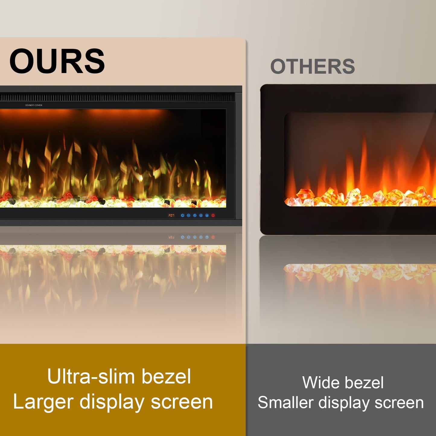 60" Smart Electric Fireplace Inserts, Slim Fireplace with APP & Alexa Control, Remote & Touch Panel, Adjustable Flame Colors & Fuel Bed Colors, Timer & Overheat Protection, 750W/1500W, Black