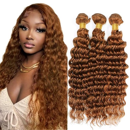 Condescension Human Hair Bundles 20 22 24 Inch Blonde Light Brown Deep Wave Bundles Human Hair Unprocessed Brazilian Virgin Quick Weave Hair for Black Women