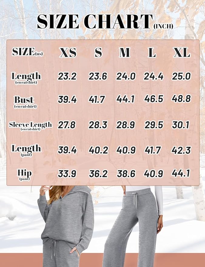 XIEERDUO Lounge Sets For Women 2025 Half Zip Sweatshirt And Wide Leg Sweatpant 2 Piece Outfits Sweatsuit Tracksuit