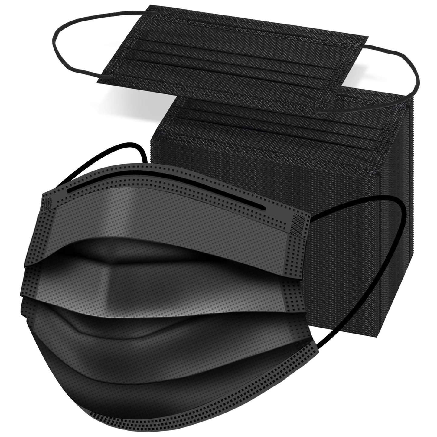 ZTANPS 50PCS Disposable Face Masks, Black Masks, 3 Layer Protection Black Disposable Face Masks