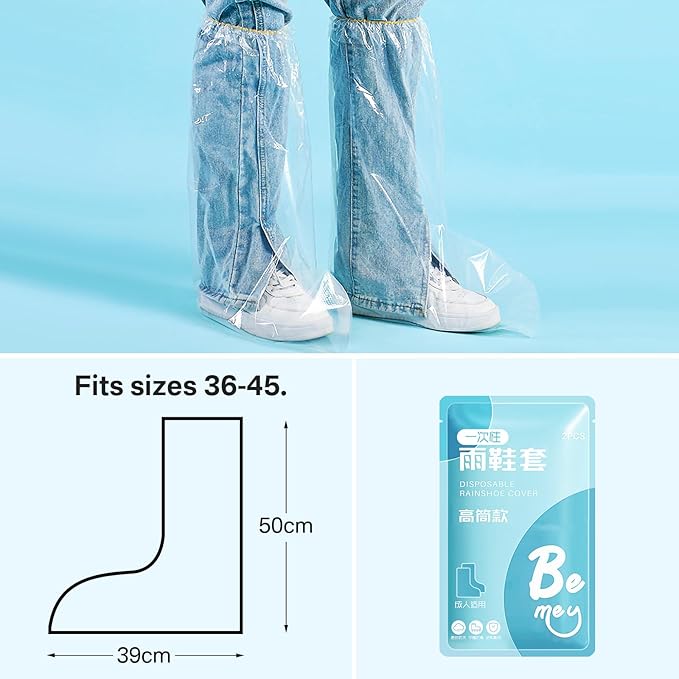 12 Pairs Waterproof Shoe Covers Plastic Boot Covers Disposable Thicker Long Rain Shoes and Boots Cover Non-Slip,Indoor Outdoor Overshoes for Men and Women