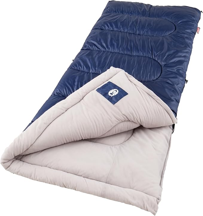 Coleman Brazos 20/30°F Adult Cool-Weather Sleeping Bag with No-Snag Zipper & Stuff Sack, Machine Washable, Great for Campi...